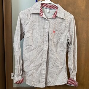 Cinch Women's Red and White Micro-Pattern Button-Down Shirt